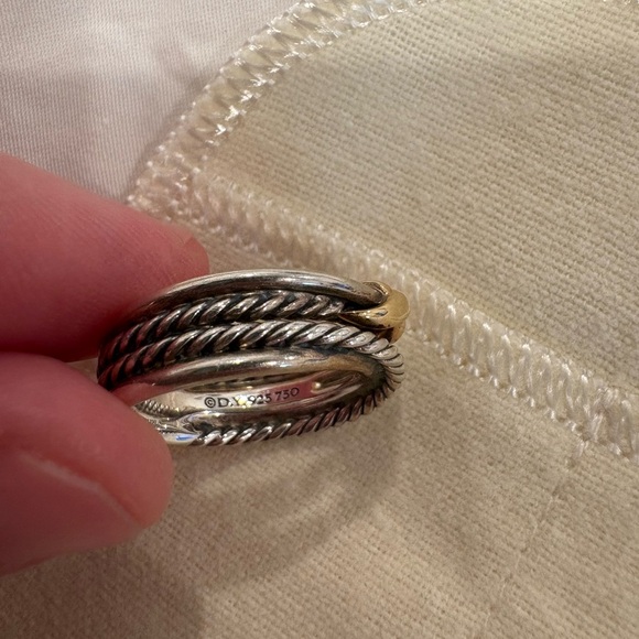 David Yurman Silver Gold X Crossover Ring - Picture 6 of 7